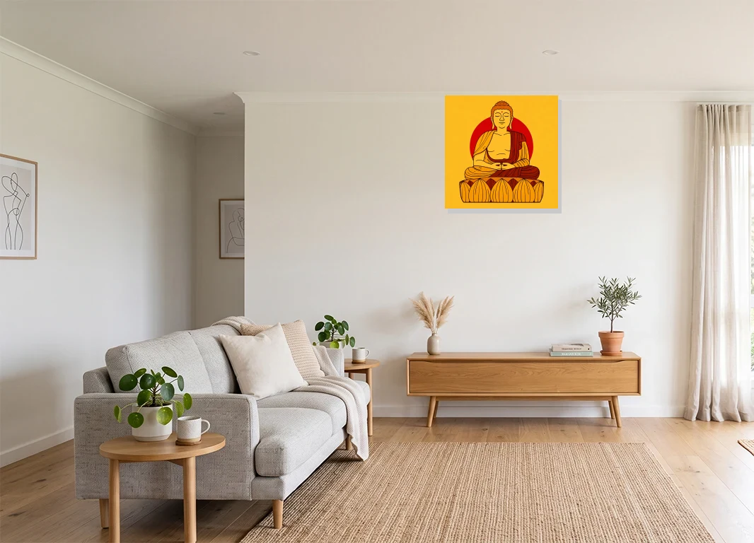 Office mockup with artwork