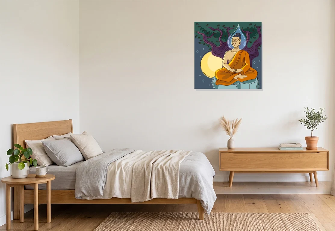 Bedroom mockup with artwork