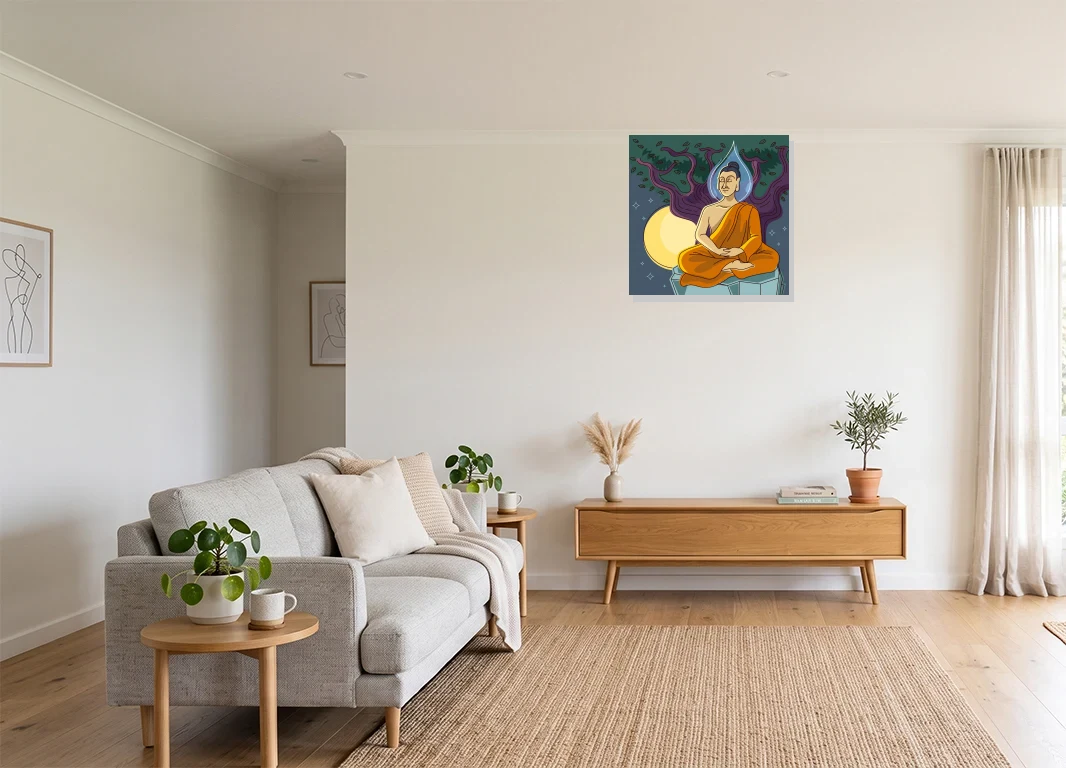 Office mockup with artwork