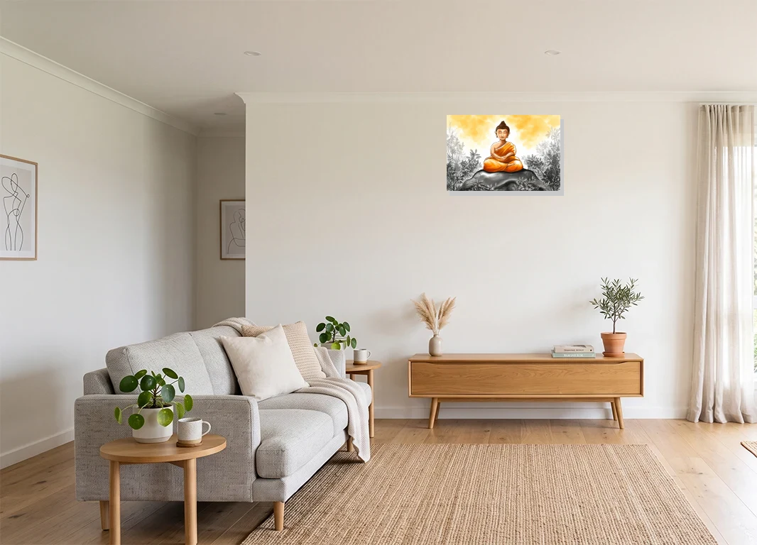 Office mockup with artwork