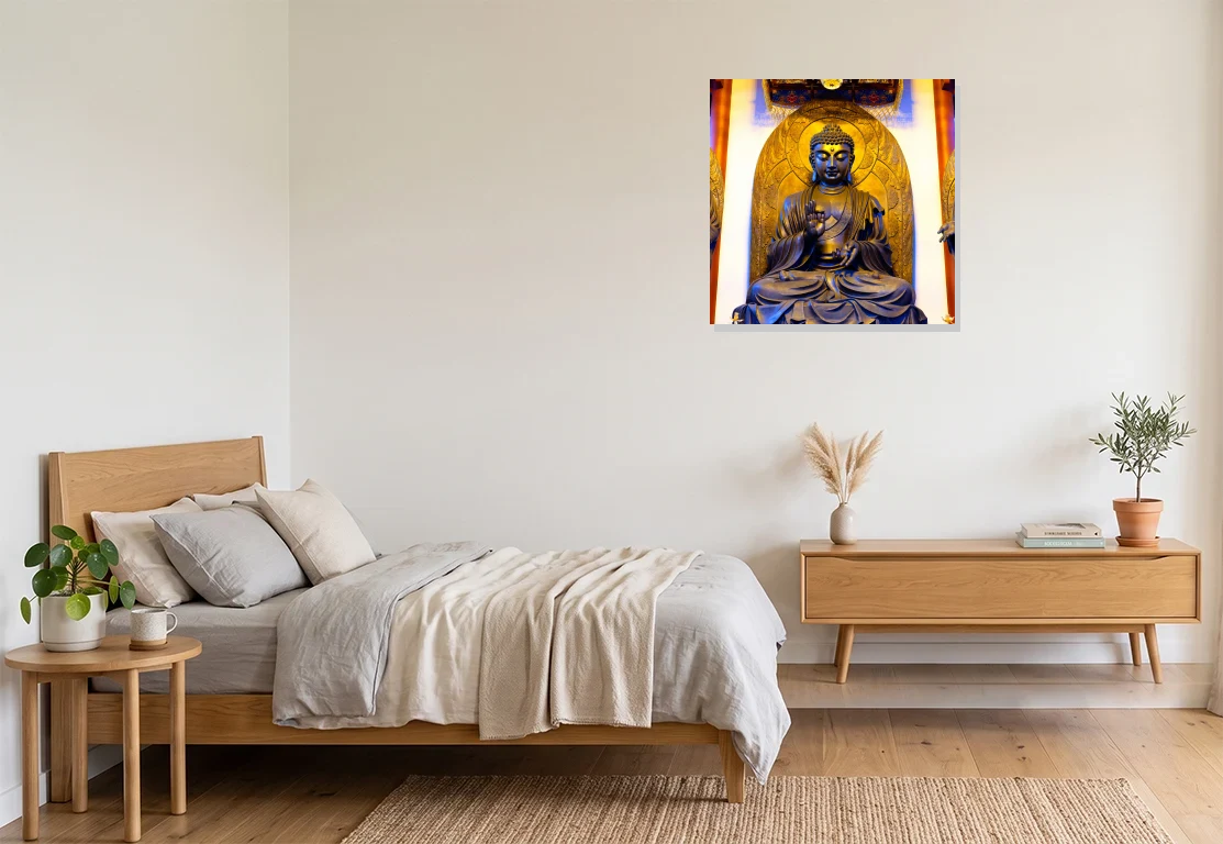 Bedroom mockup with artwork