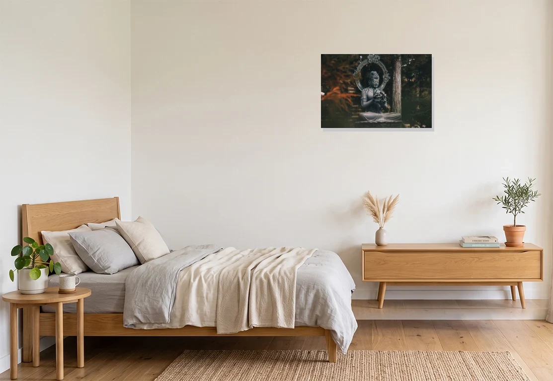 Bedroom mockup with artwork