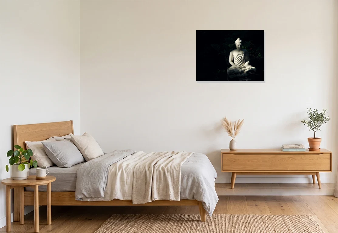 Bedroom mockup with artwork
