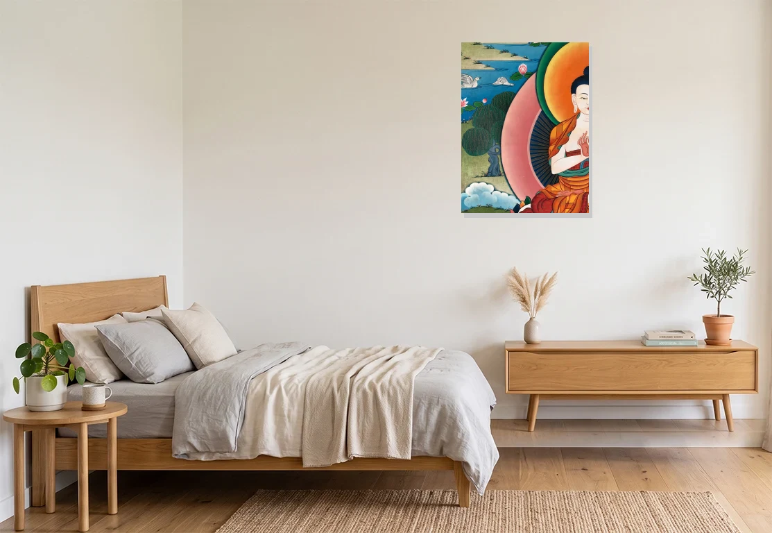 Bedroom mockup with artwork