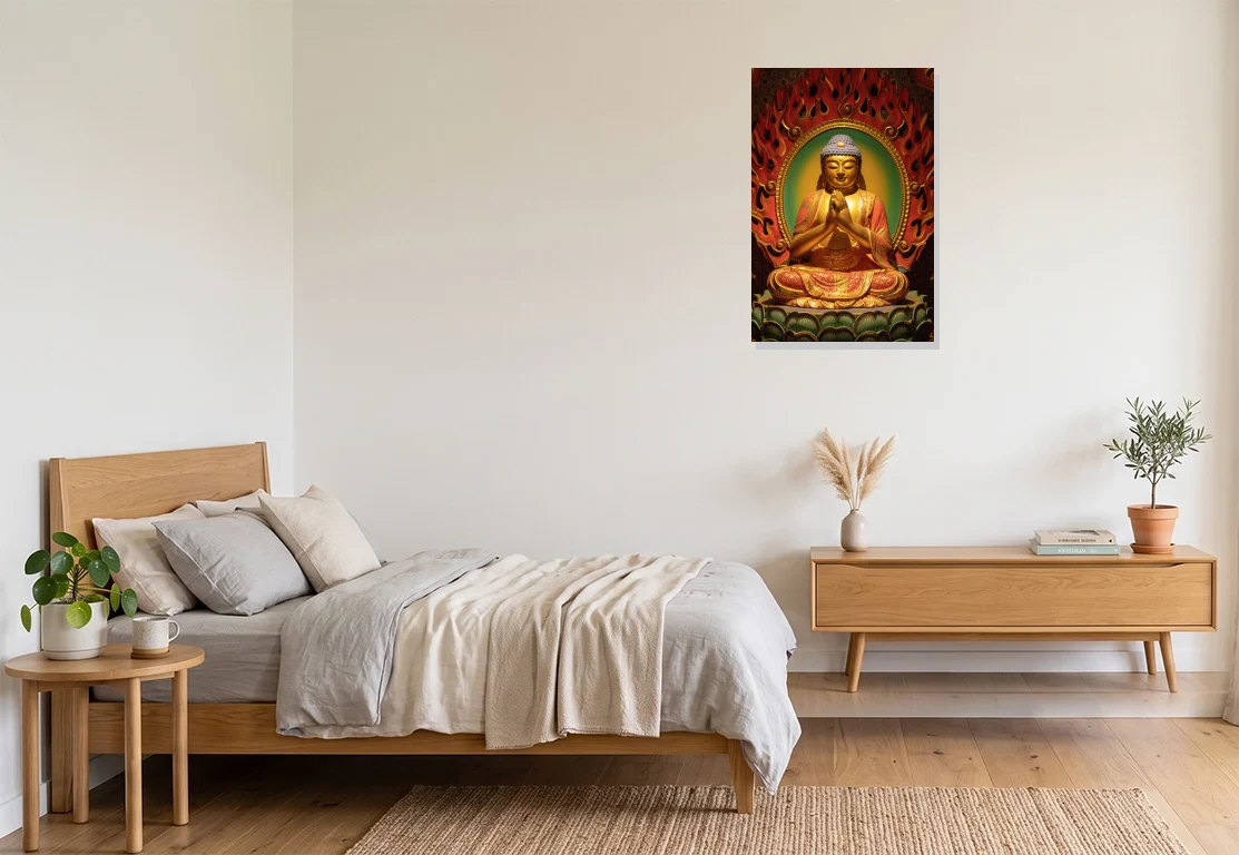 Bedroom mockup with artwork