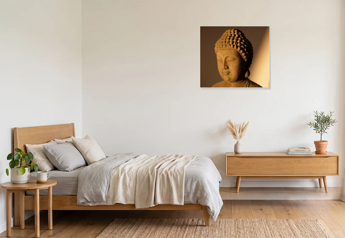 Bedroom mockup with artwork