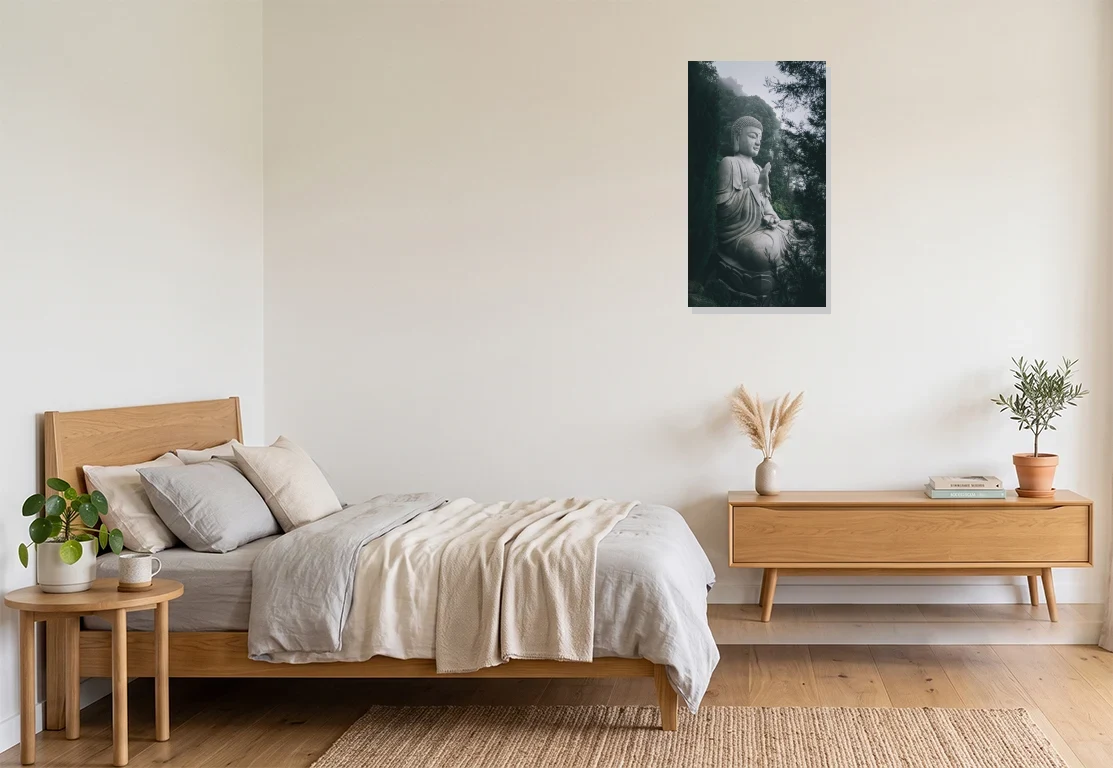 Bedroom mockup with artwork