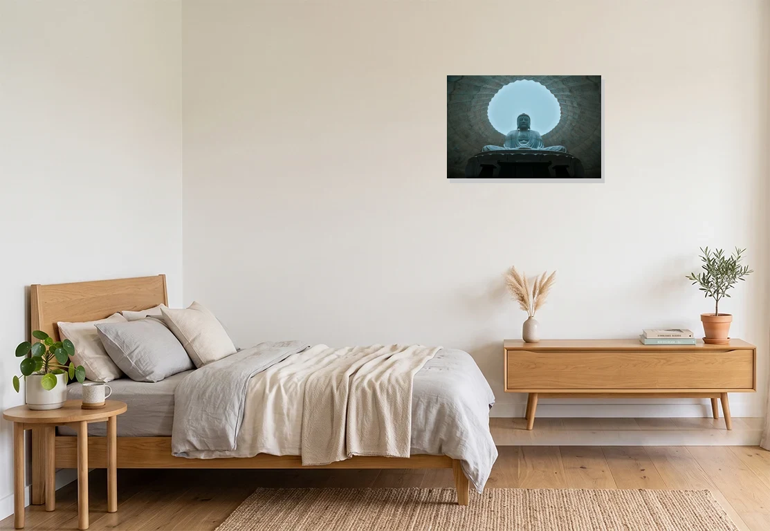 Bedroom mockup with artwork