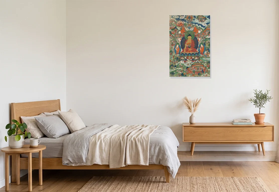 Bedroom mockup with artwork