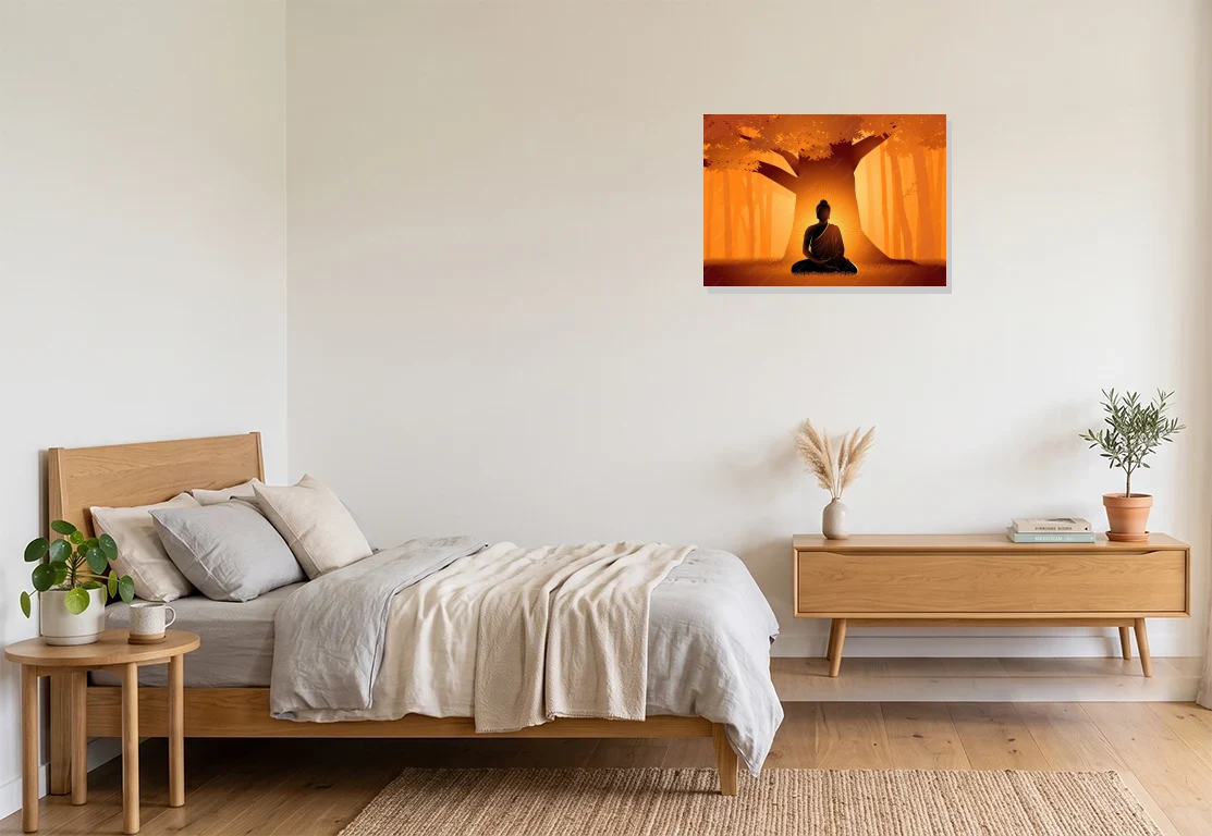 Bedroom mockup with artwork