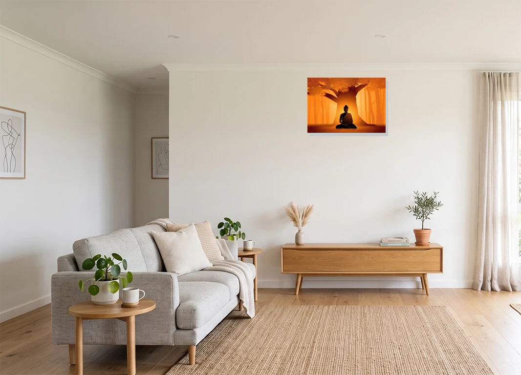 Office mockup with artwork