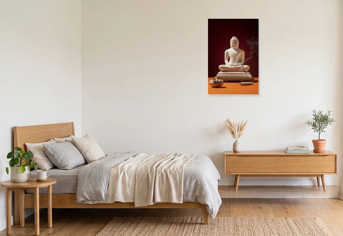 Bedroom mockup with artwork