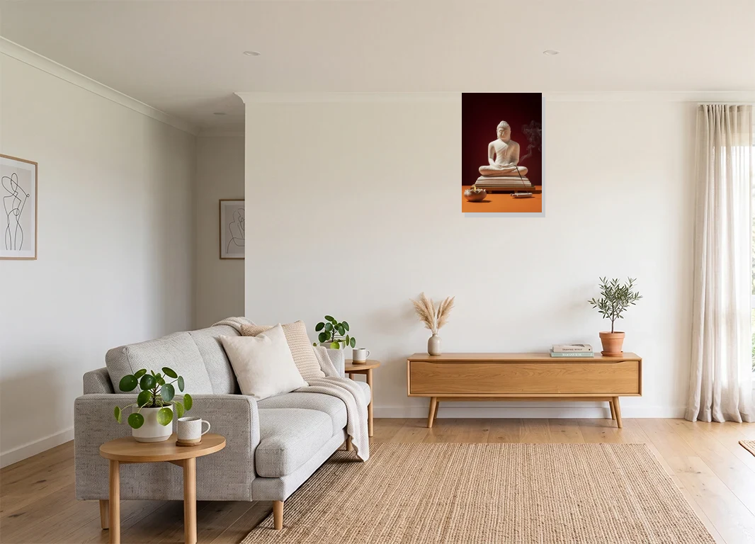 Office mockup with artwork