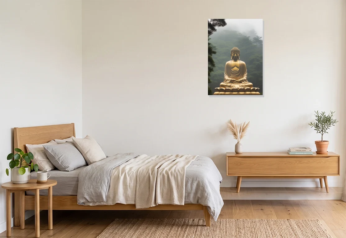 Bedroom mockup with artwork