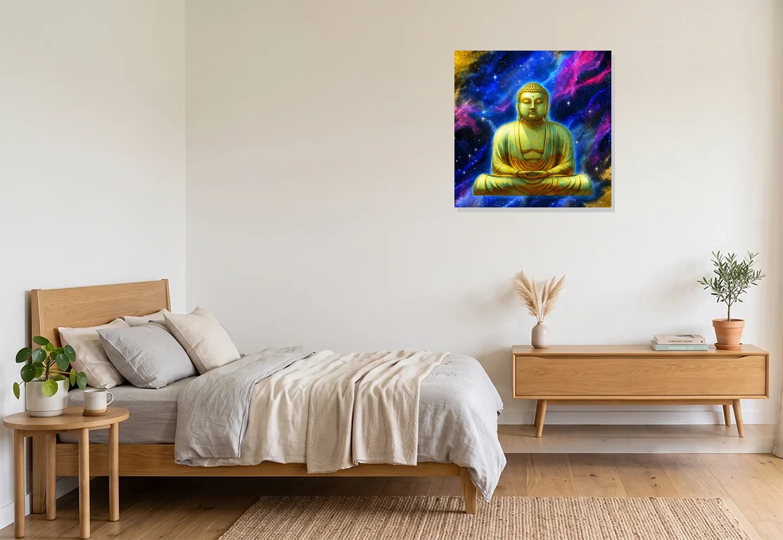Bedroom mockup with artwork