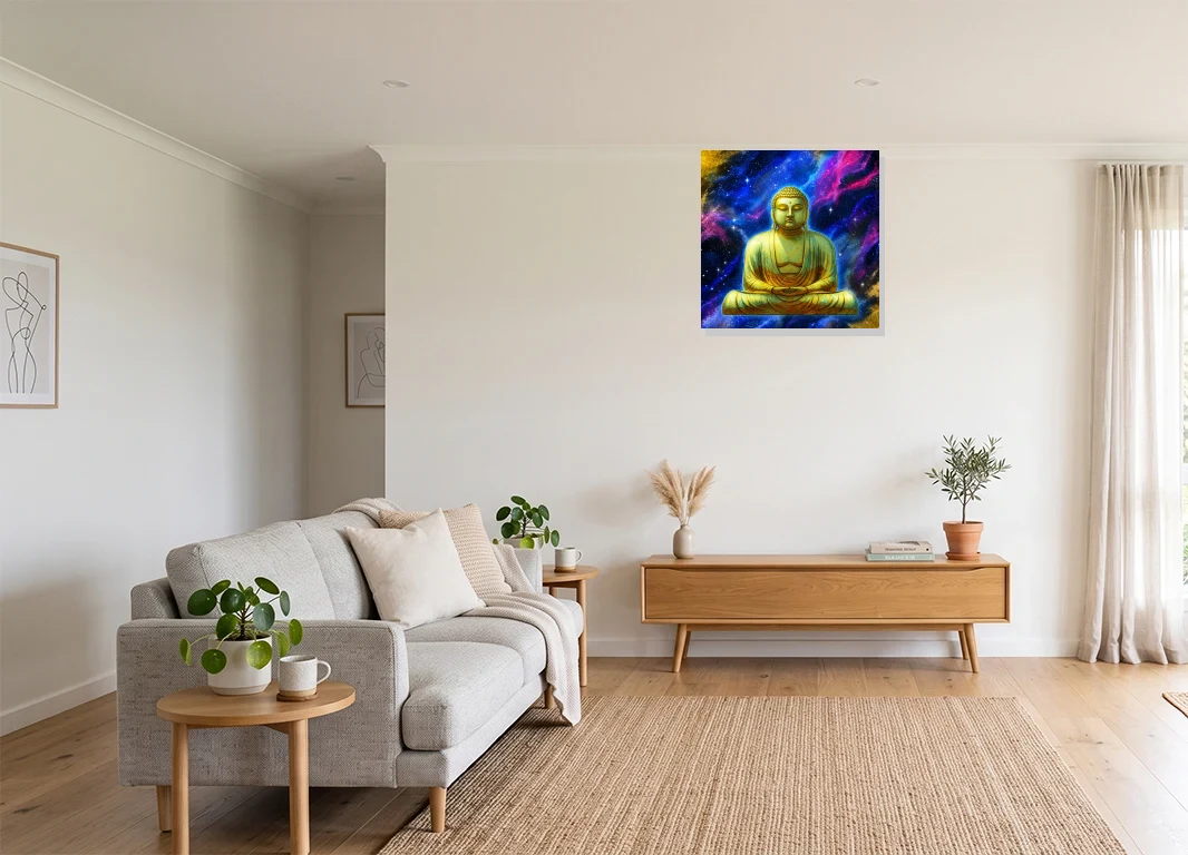 Office mockup with artwork