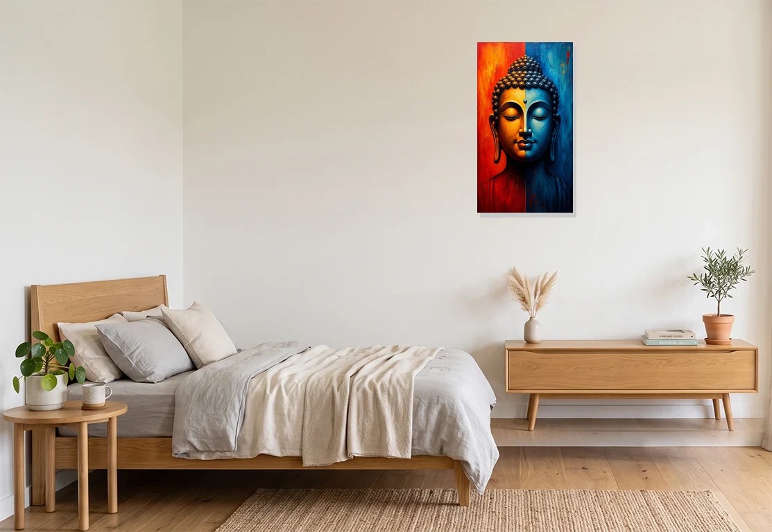 Bedroom mockup with artwork