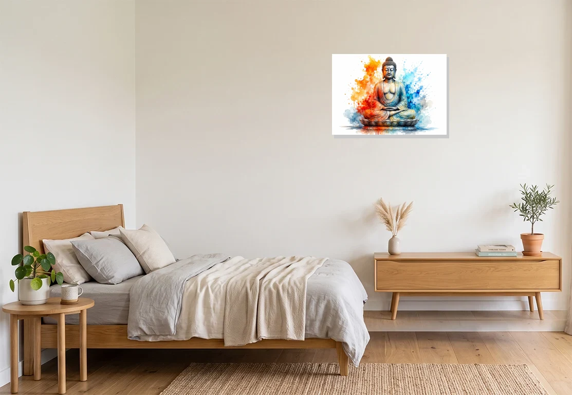 Bedroom mockup with artwork
