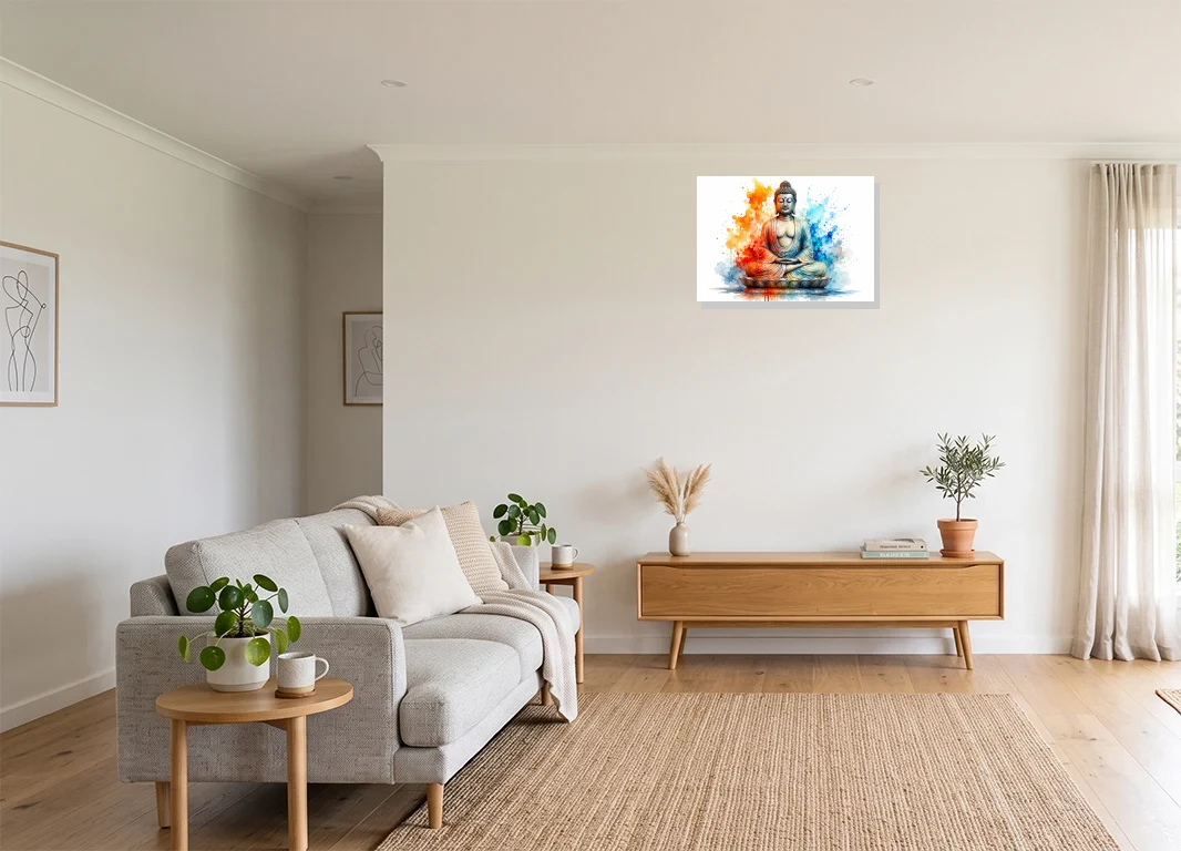 Office mockup with artwork