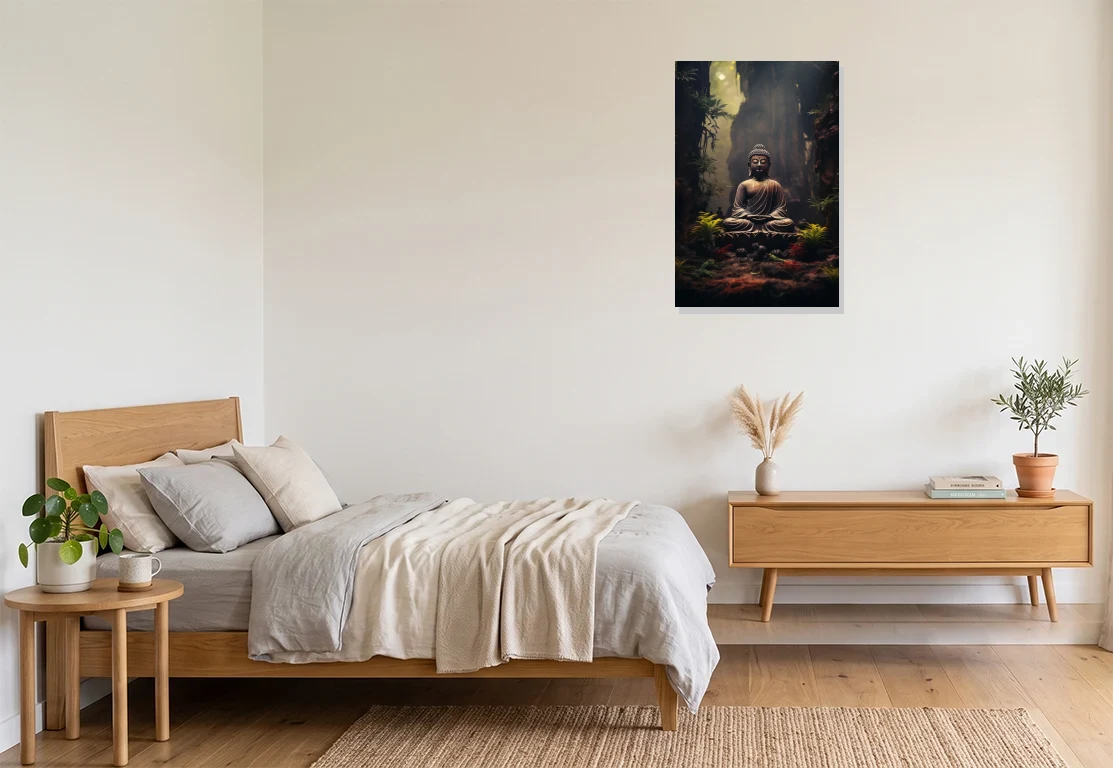 Bedroom mockup with artwork