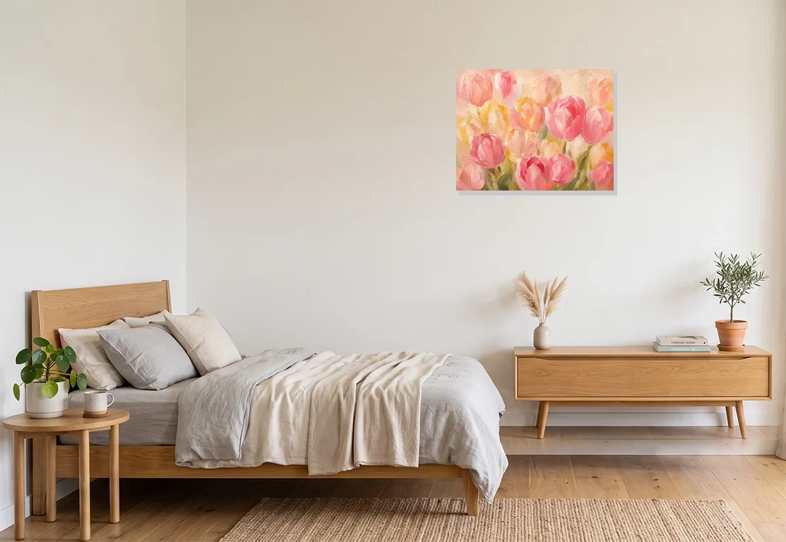 Bedroom mockup with artwork