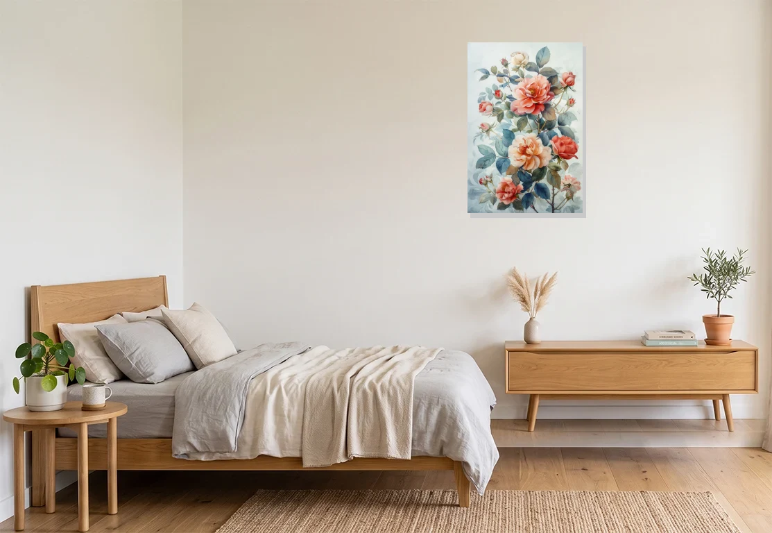 Bedroom mockup with artwork