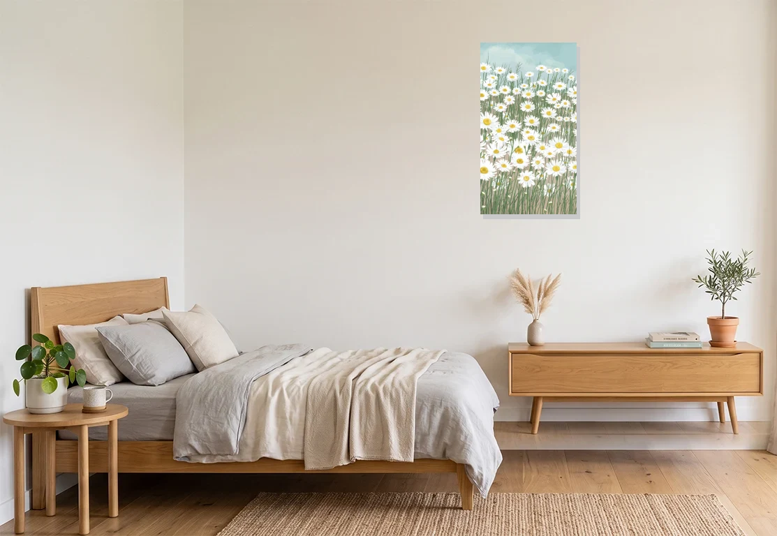 Bedroom mockup with artwork