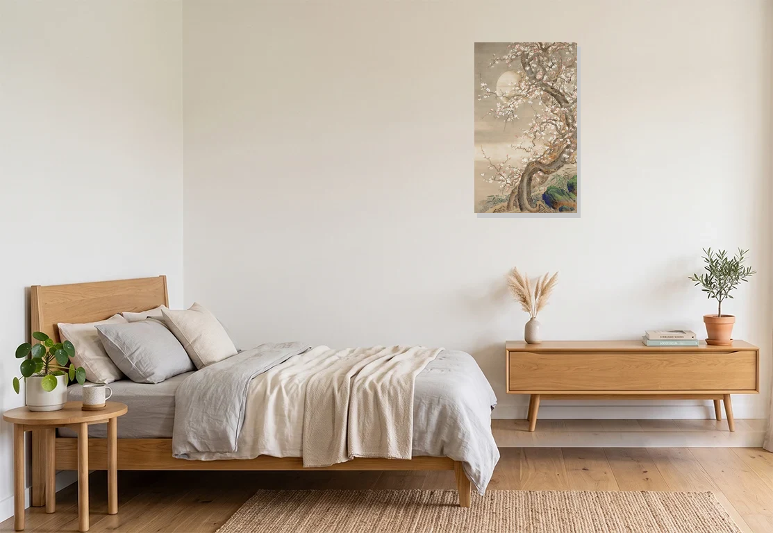 Bedroom mockup with artwork