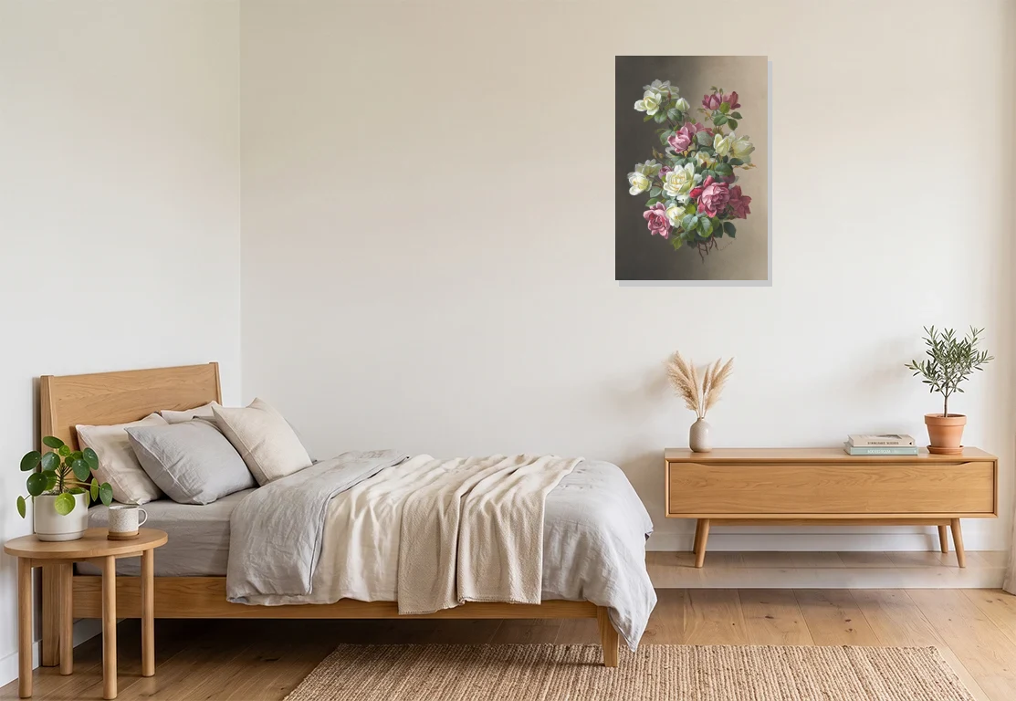 Bedroom mockup with artwork