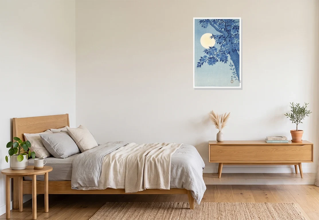 Bedroom mockup with artwork