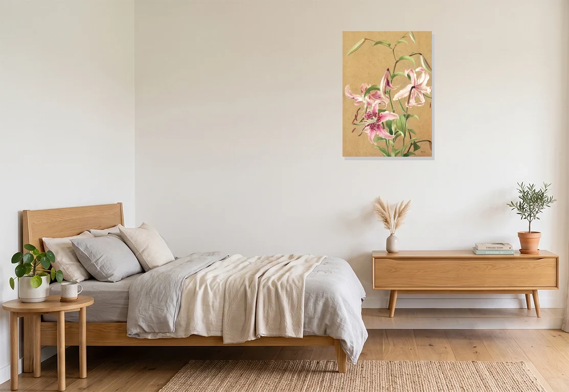 Bedroom mockup with artwork