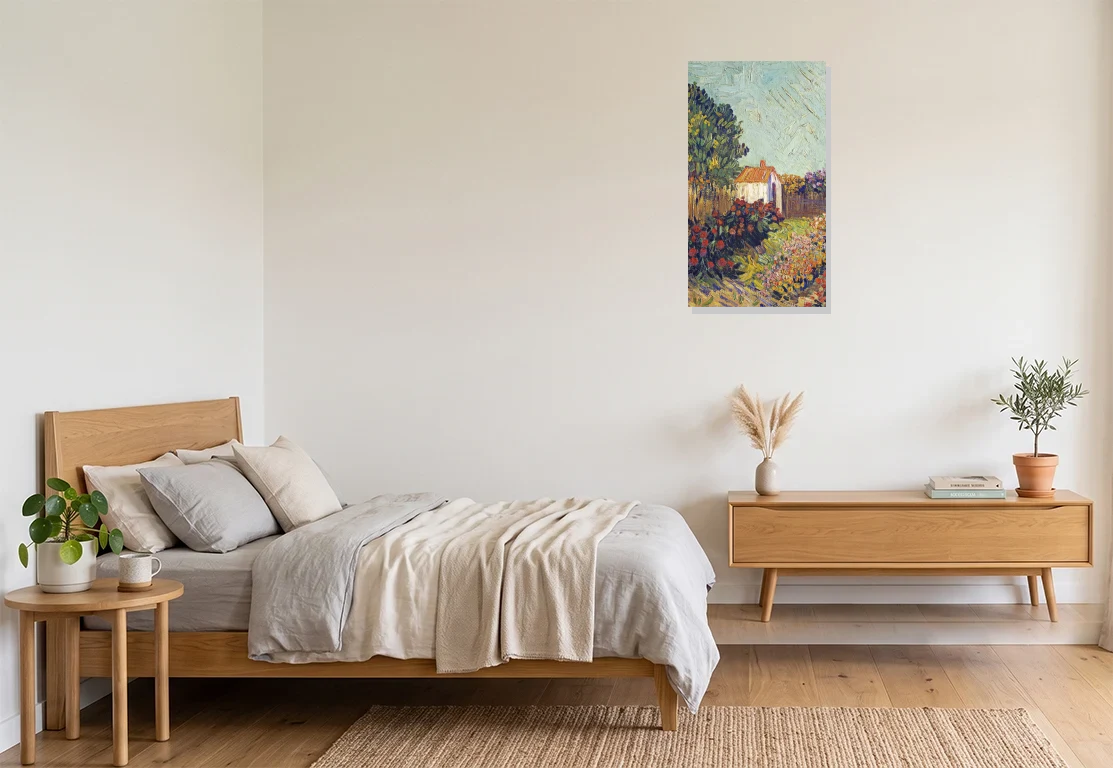 Bedroom mockup with artwork