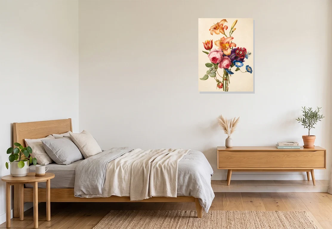 Bedroom mockup with artwork