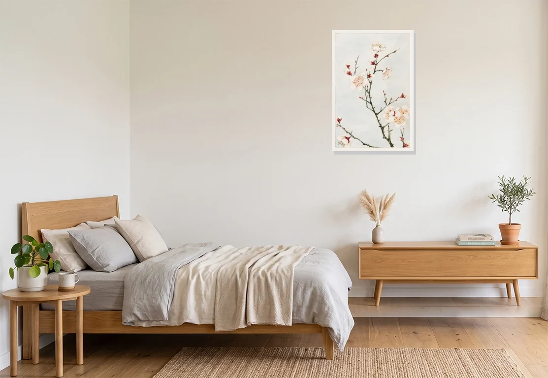 Bedroom mockup with artwork
