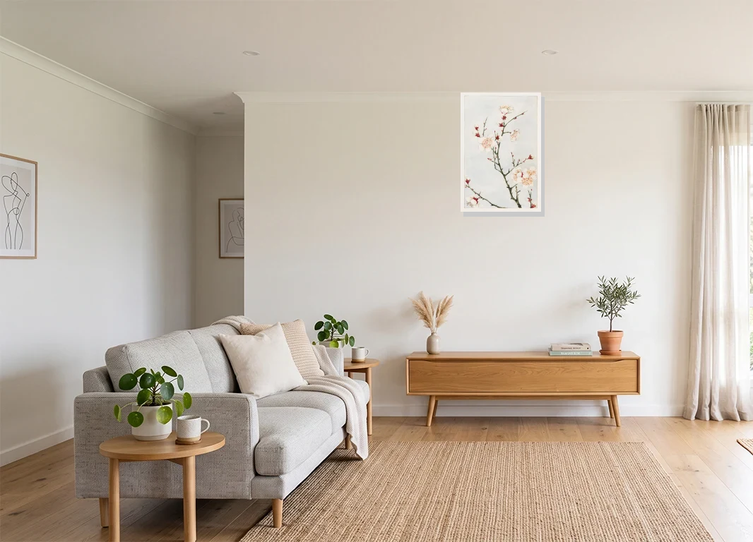 Office mockup with artwork