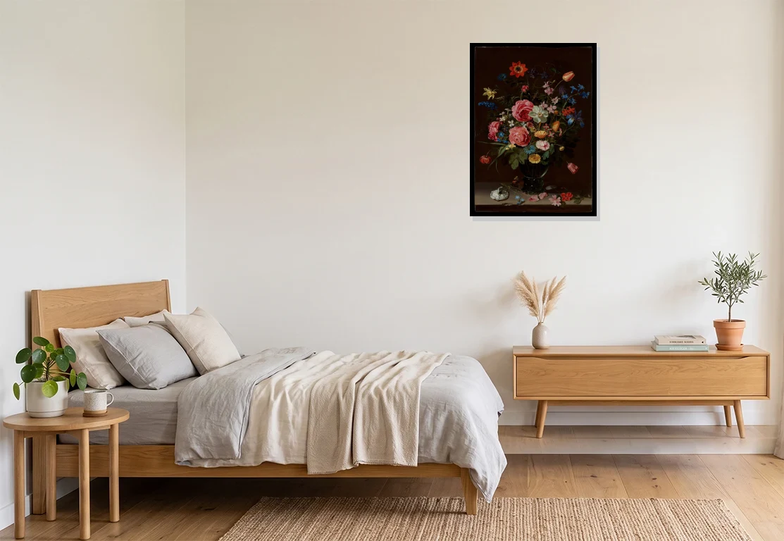 Bedroom mockup with artwork