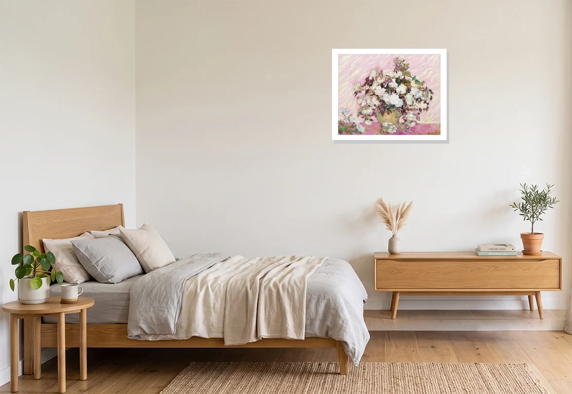 Bedroom mockup with artwork