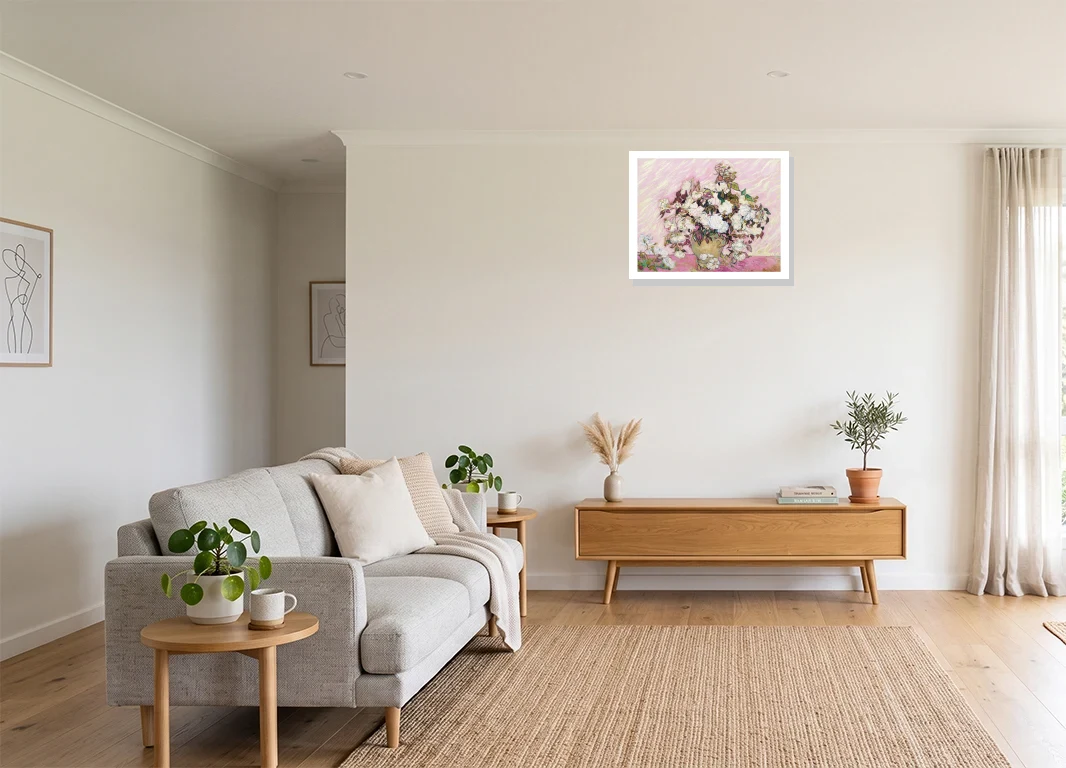 Office mockup with artwork