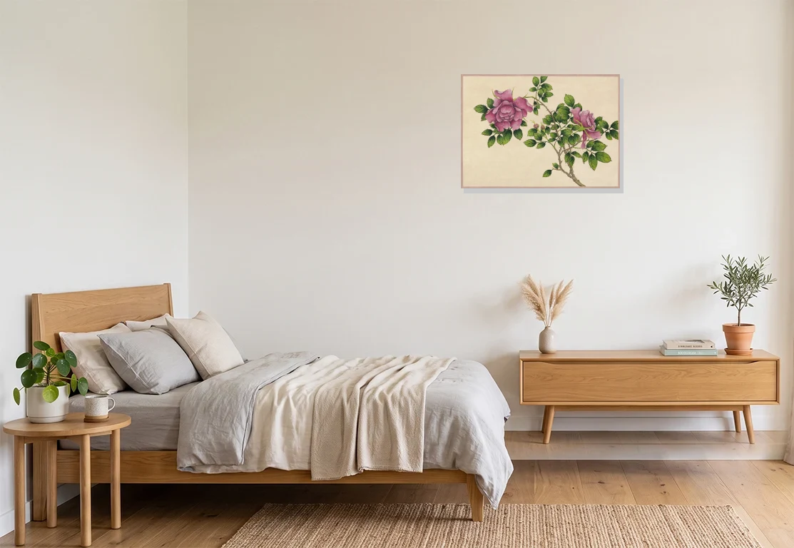 Bedroom mockup with artwork