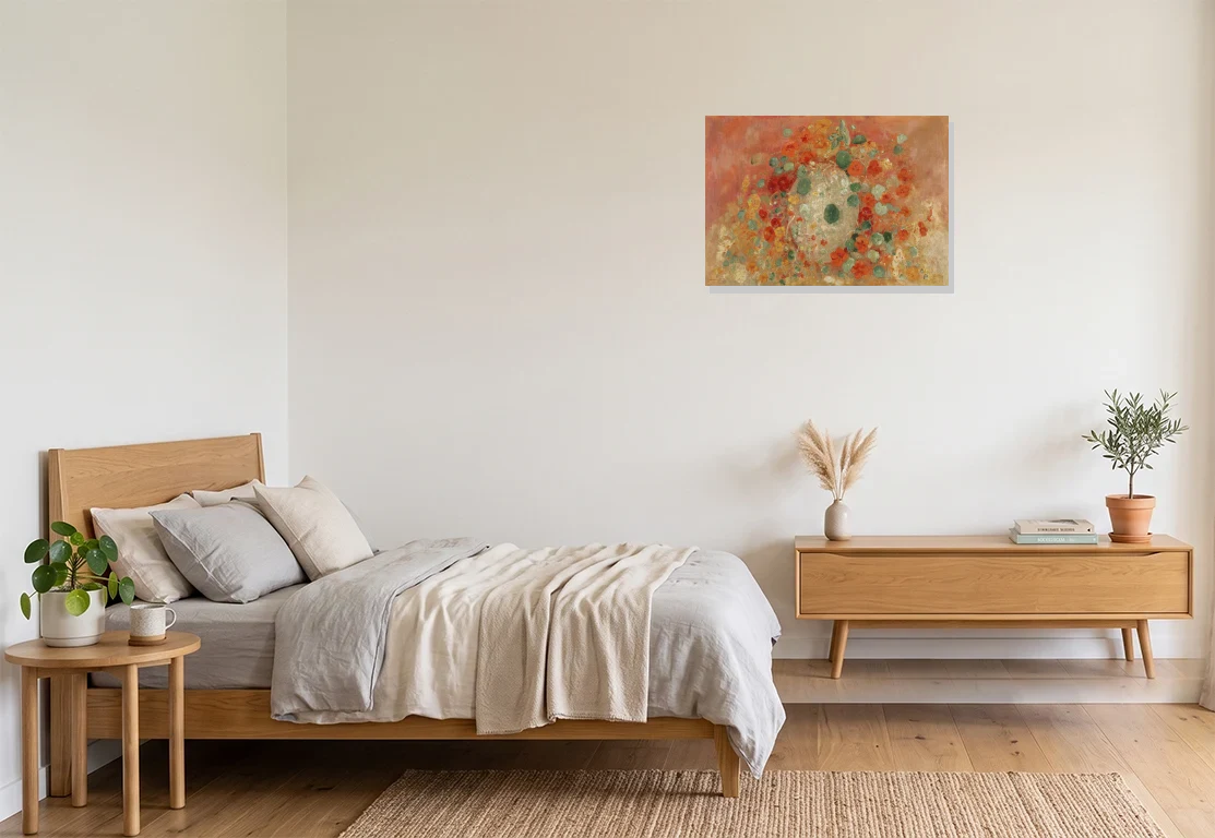 Bedroom mockup with artwork