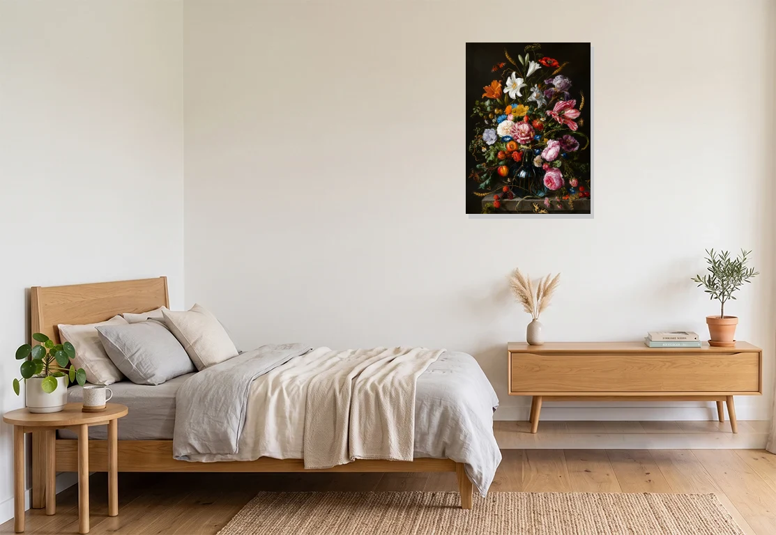 Bedroom mockup with artwork