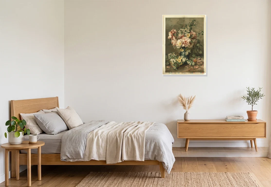 Bedroom mockup with artwork