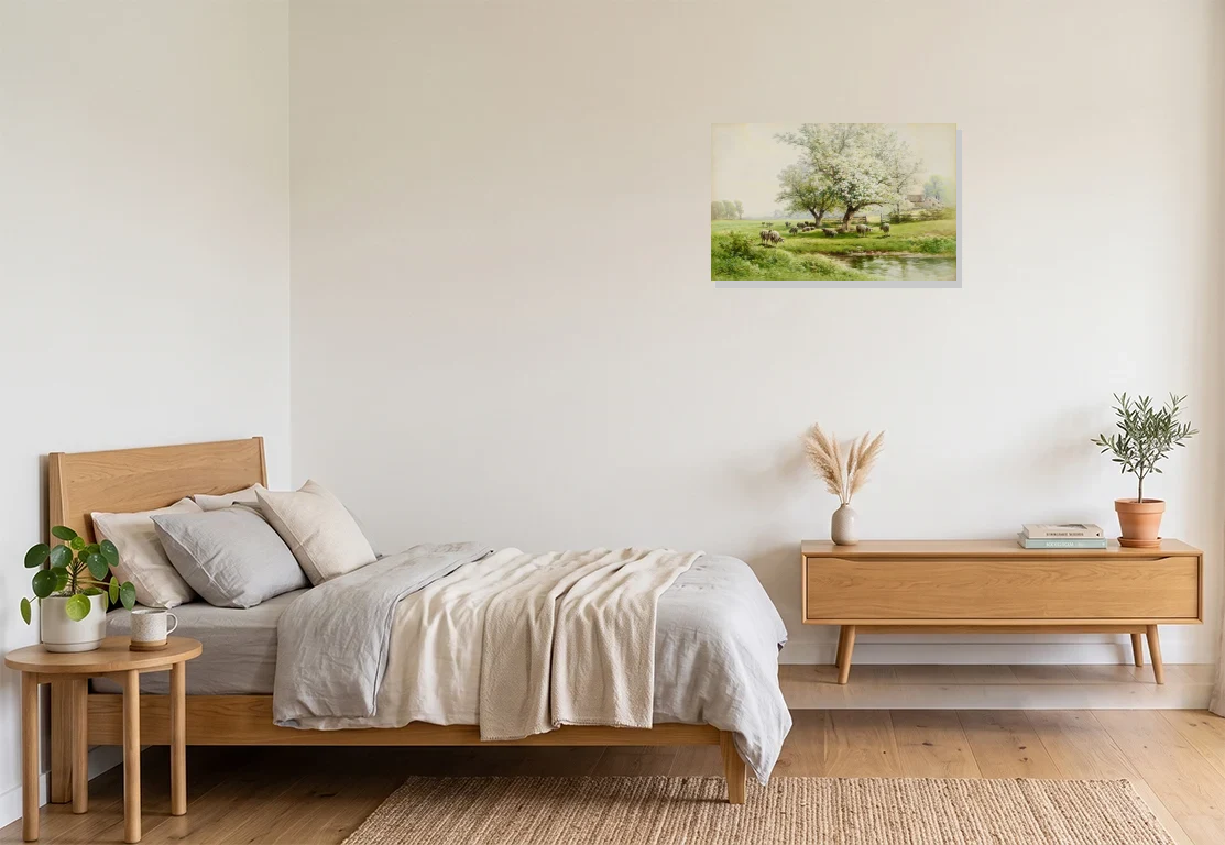 Bedroom mockup with artwork