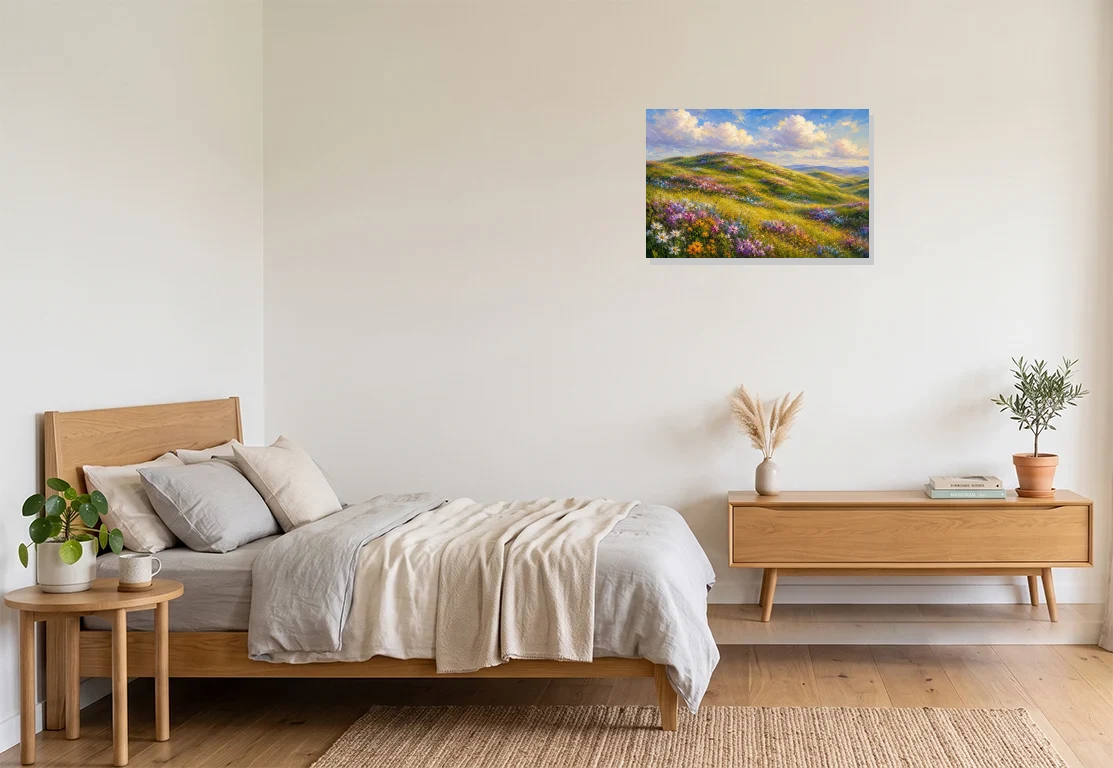 Bedroom mockup with artwork