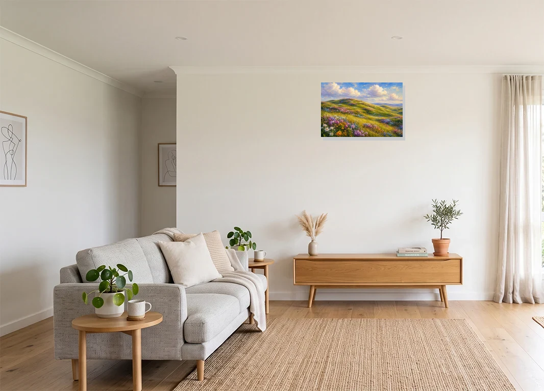 Office mockup with artwork