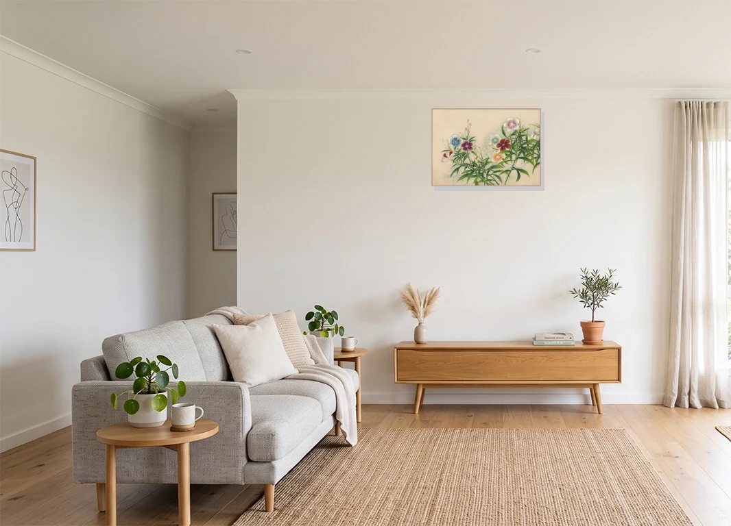 Office mockup with artwork