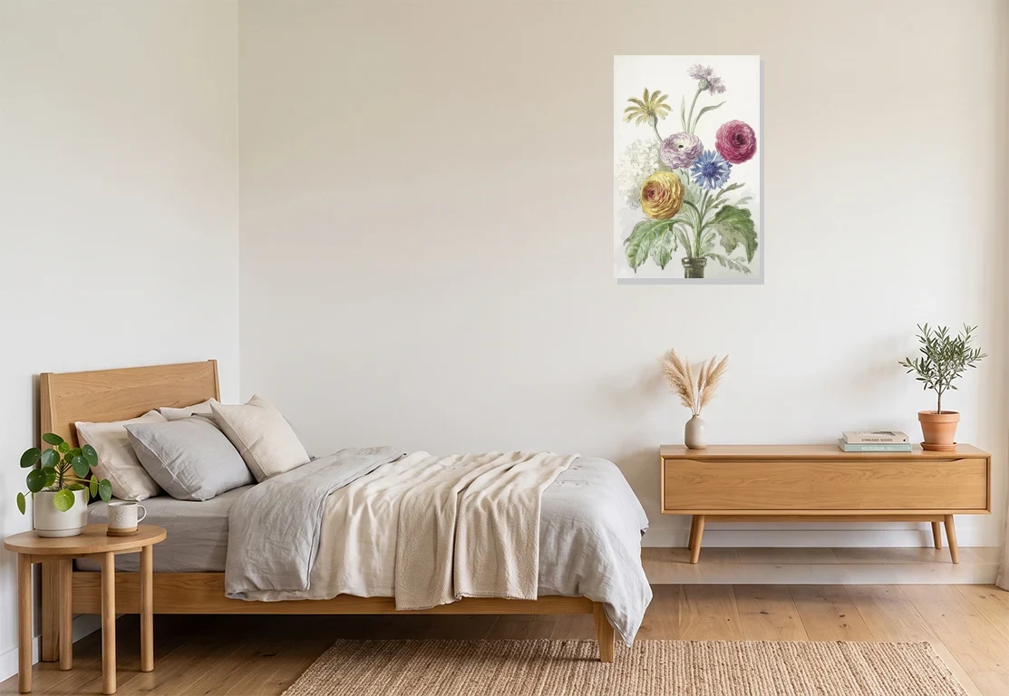 Bedroom mockup with artwork