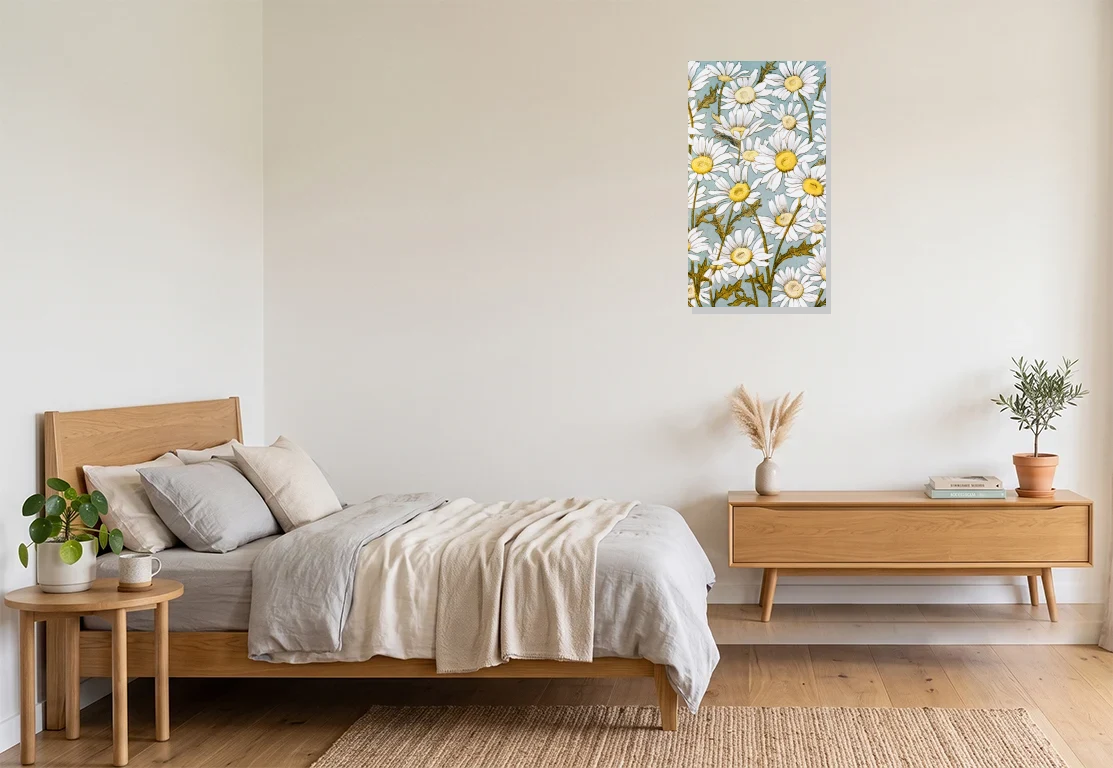 Bedroom mockup with artwork
