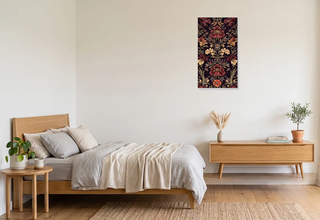 Bedroom mockup with artwork