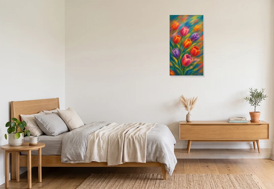 Bedroom mockup with artwork